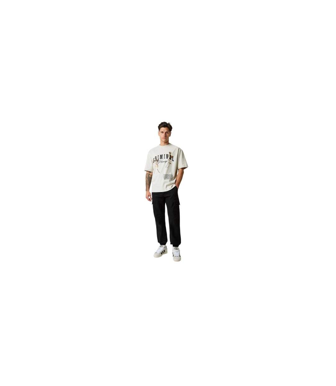 T-shirt Gift Of Life Homme Beige Gris Criminal Damage-1