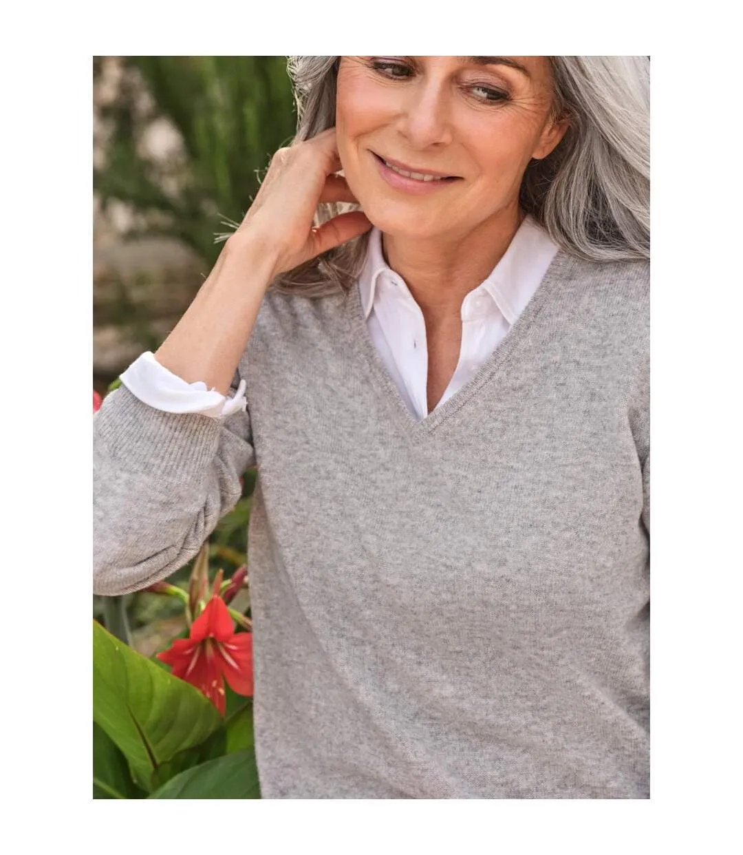 Womens/ladies Cashmere V Neck Jumper Marble WoolOvers-3