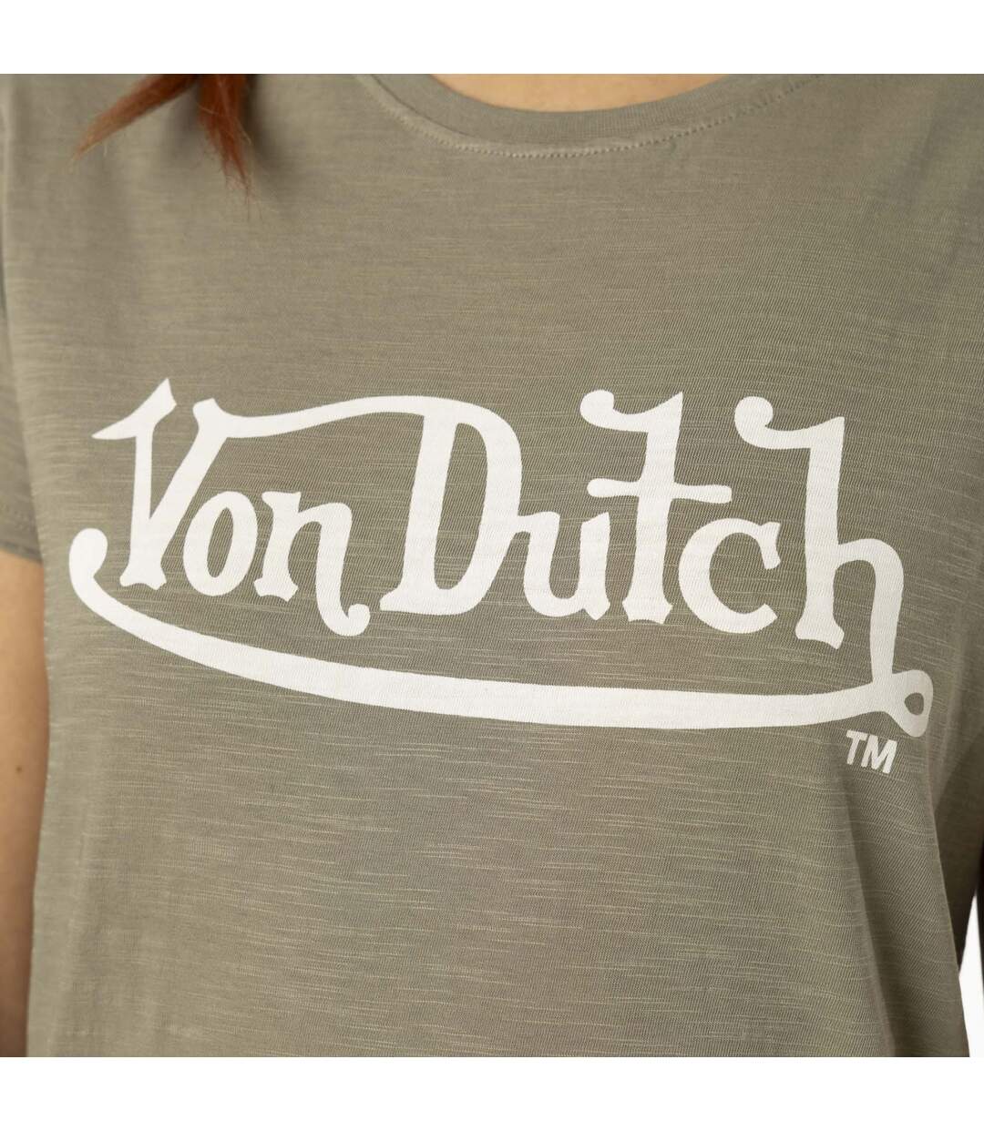 T-shirt femme col rond en slub coton avec print devant Slub Vondutch