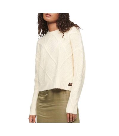 Pull blanc femme superdry chunky - l