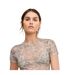 Womens/ladies Snake Print Mesh Slim T-shirt Beige Good American-3