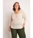 Pull manches 3/4 motif ajouré col V-1