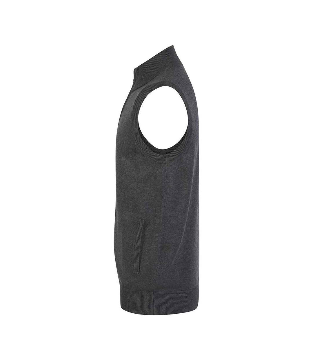 Mens plain full zip sleeveless gilet grey marl Henbury-3