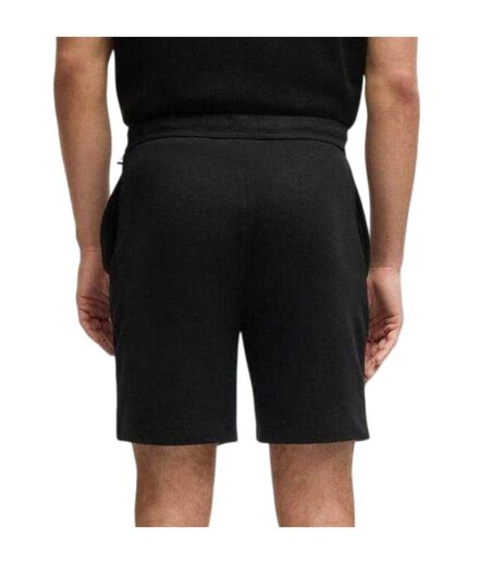Mens Waffle Relaxed Fit Shorts Black Boss