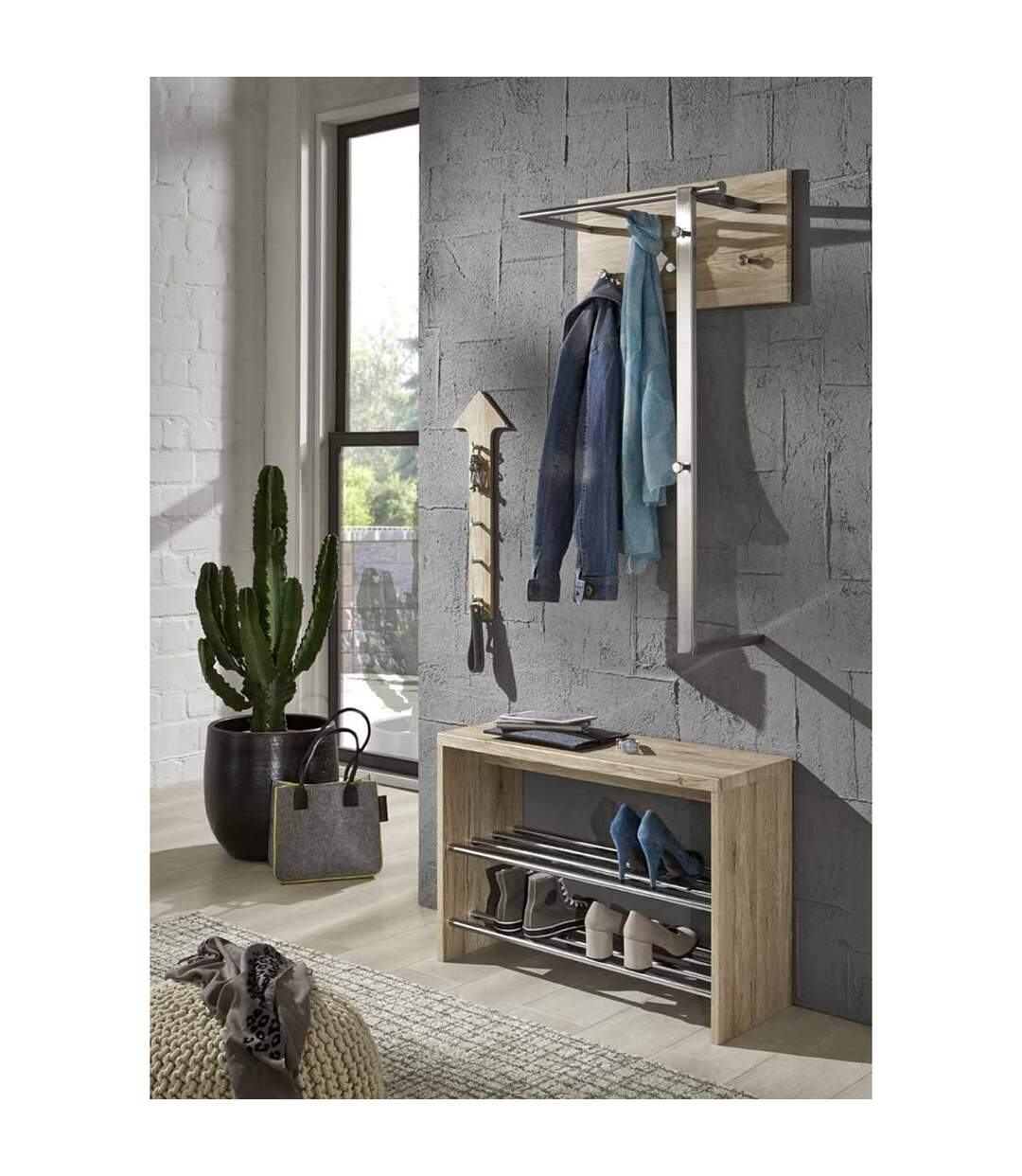 Patère Murale Design Remo 107cm Naturel-2