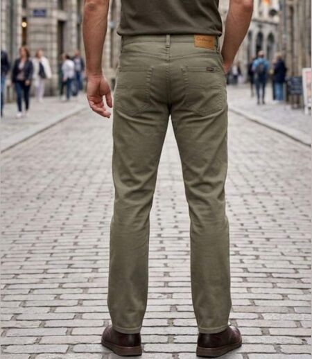 CHALLENGER M759 — Jean 5 poches extensible kaki terre : le confort stretch au style naturel