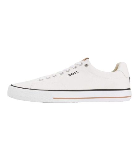 Mens Aiden Leather Tennis Trainers White Boss