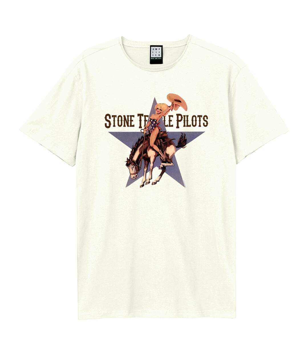 T-shirt cowboy star adulte vieux blanc Amplified-1