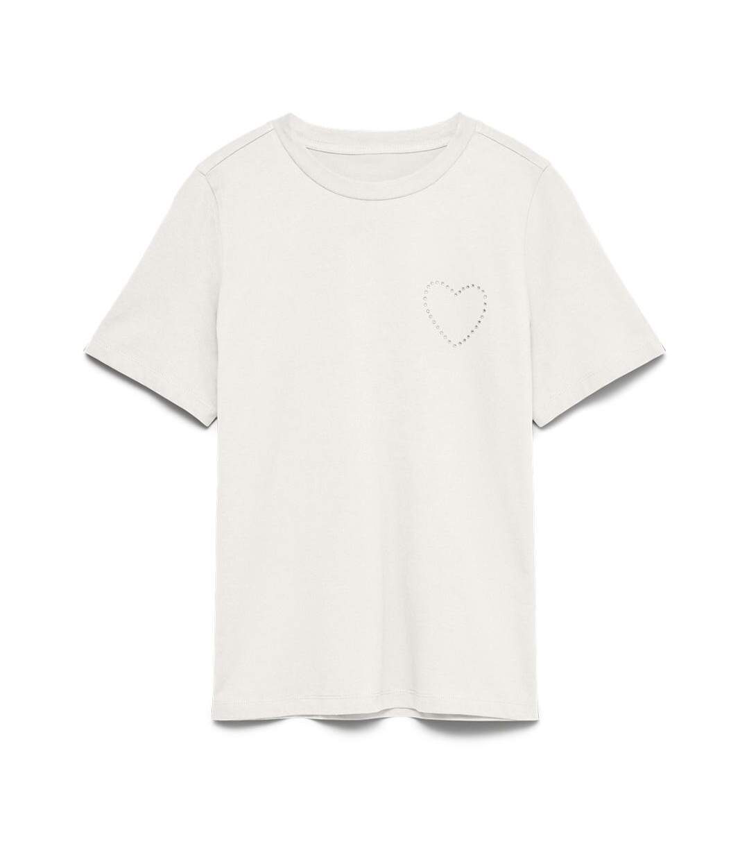 T-shirt blanc à strass femme vero moda vmforie-2