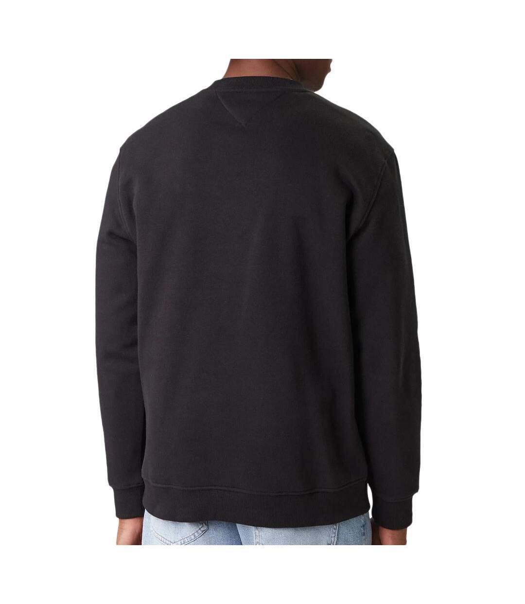 Sweat noir homme tommy hilfiger linear crew-2