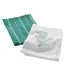 Lot de 2 Torchons Nid d'Abeille Brodé Botanique 50x70cm Vert-1