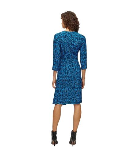 Womens/ladies Danottea Abstract V Neck 3/4 Sleeve Wrap Dress Black Blue Boss