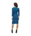 Womens/ladies Danottea Abstract V Neck 3/4 Sleeve Wrap Dress Black Blue Boss-3