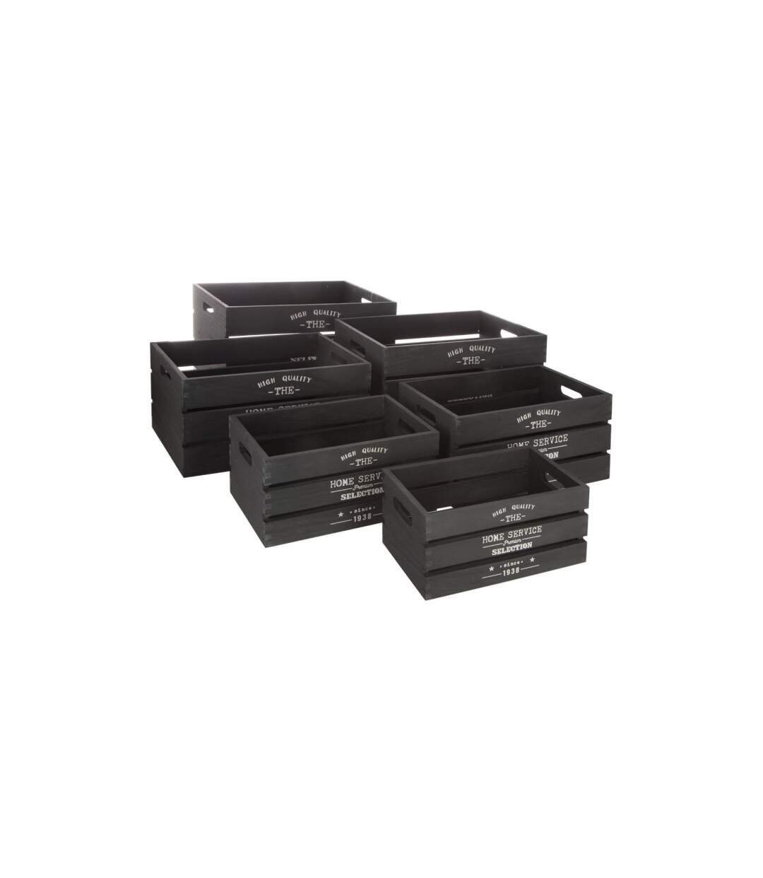 Lot de 6 Caisses Cagettes Facto 40cm Charbon-1