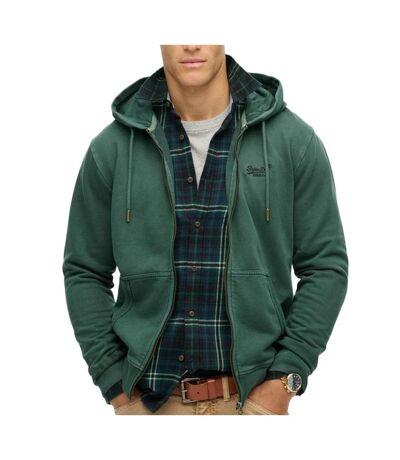 Sweat zippé vert foncé homme superdry essential washed ziphood - xxl