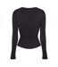 Womens/ladies Sculpting Long-sleeved T-shirt Black Couture Club-1