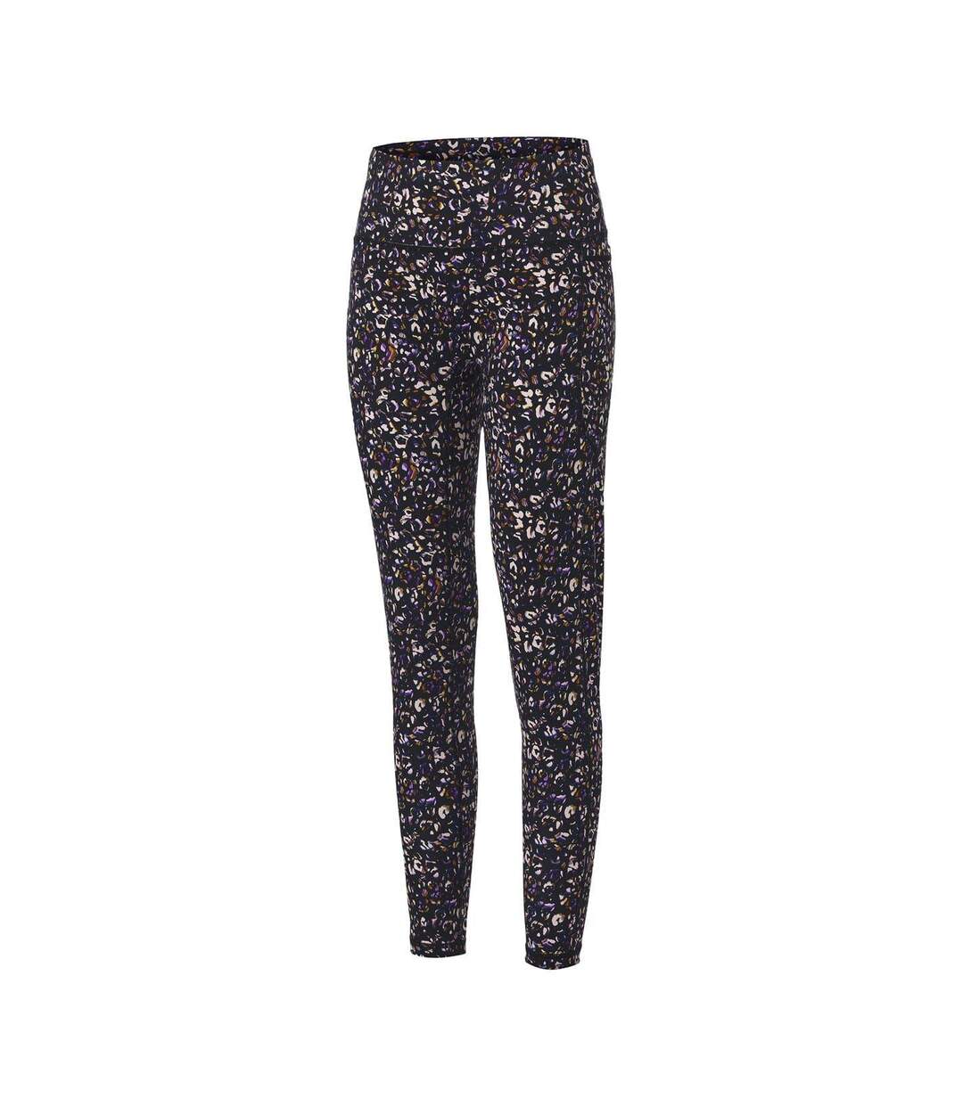 Womens/ladies Leopard Pattern Leggings Black Biba-3