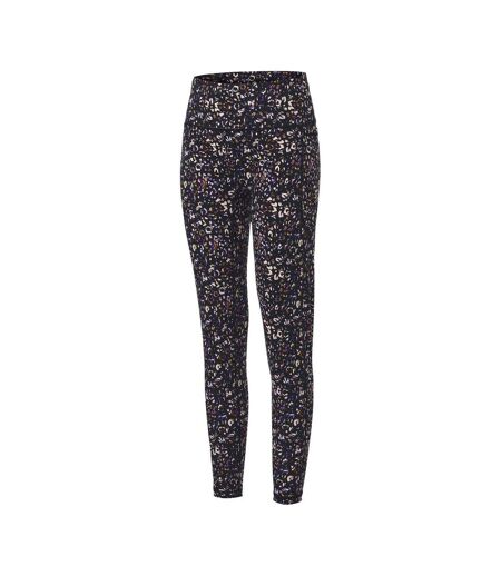 Womens/ladies Leopard Pattern Leggings Black Biba