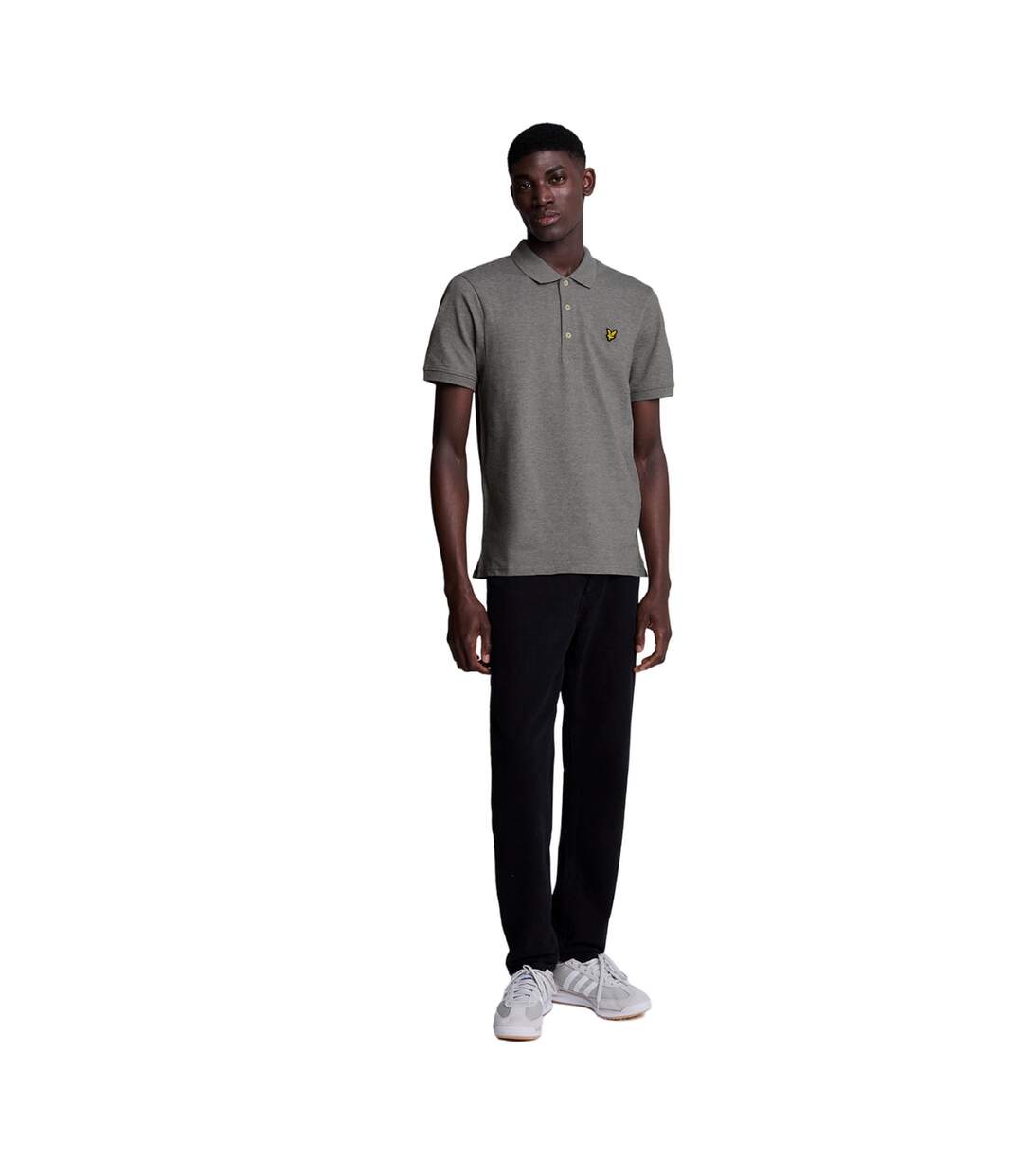 Polo uni pour hommes gris moyen marl Lyle & Scott-4