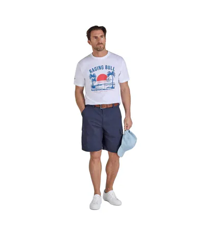 Mens Beach Rugby T-shirt White Raging Bull
