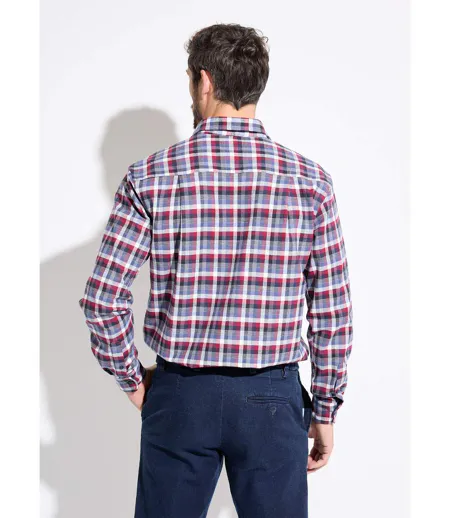 Chemise flanelle extensible carreaux manches longues