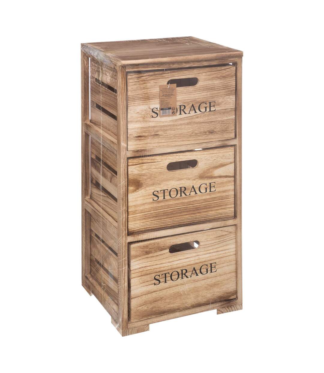 Tour de rangement 3 tiroirs à roulettes en bois HERSTIA - Beige-5