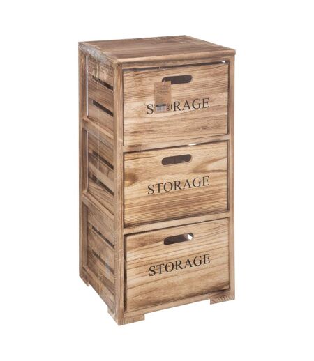 Tour de rangement 3 tiroirs à roulettes en bois HERSTIA - Beige