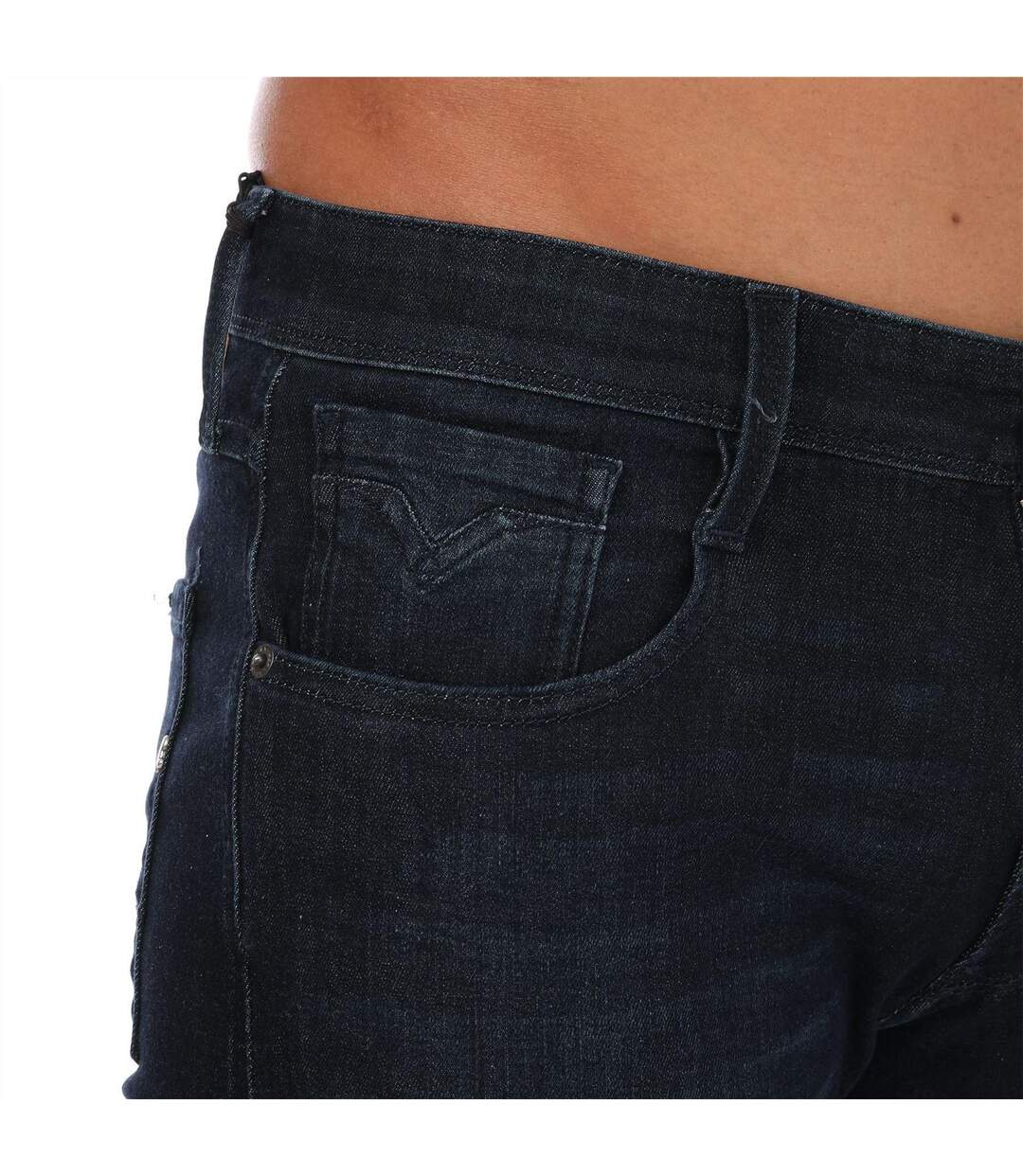 Mens Anbass Stretch Slim Jeans Dark Blue Replay-4