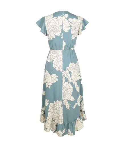Womens/ladies Floral Polyester Midi Dress Duck Egg Cream AX Paris