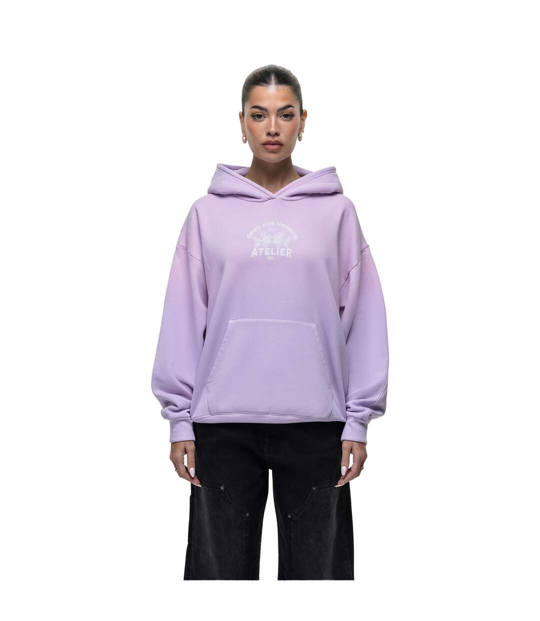 Womens/ladies Bfcm Hoodie Lilac Good For Nothing-2