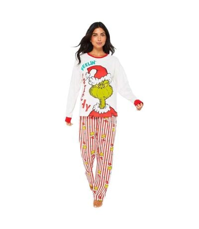 Ensemble De Pyjama Long Femme Rouge Blanc The Grinch