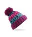 Womens/ladies Corkscrew Pom Pom Beanie Rose Violet Beechfield-1