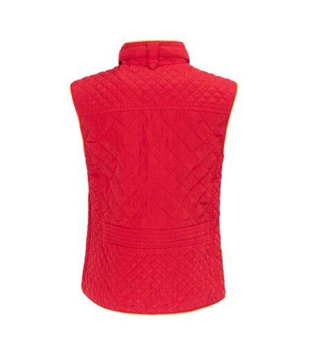 Womens/ladies Quilted Gilet Red Miso