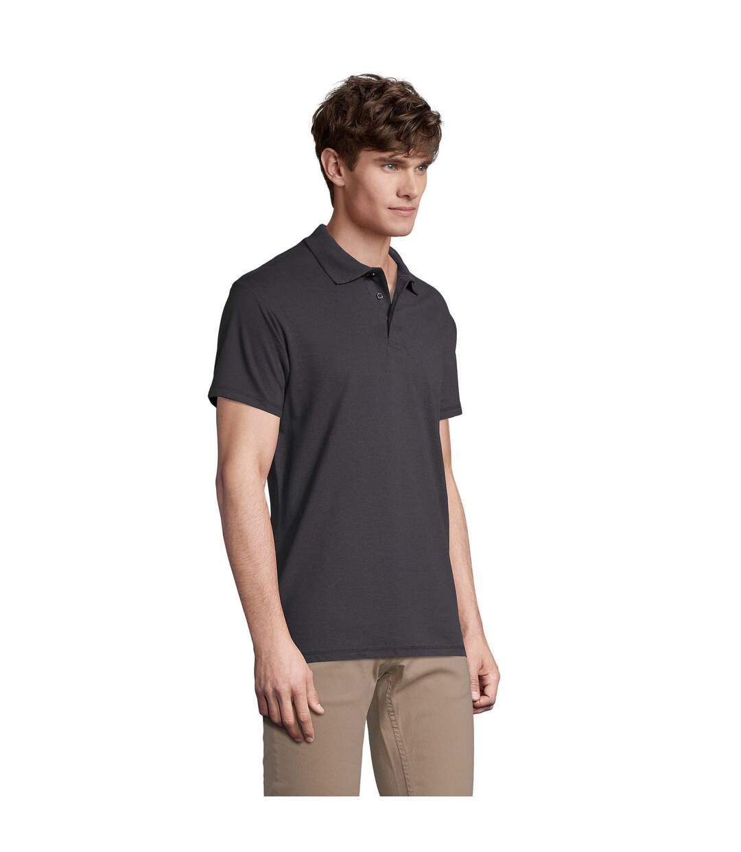 Polo Spring Homme Gris Foncé Uni SOLS-3