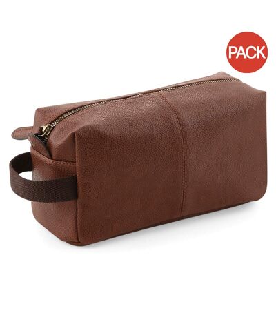 Quadra NuHide Faux Leather Washbag (Pack of 2) (Tan) (One Size) - UTBC4560