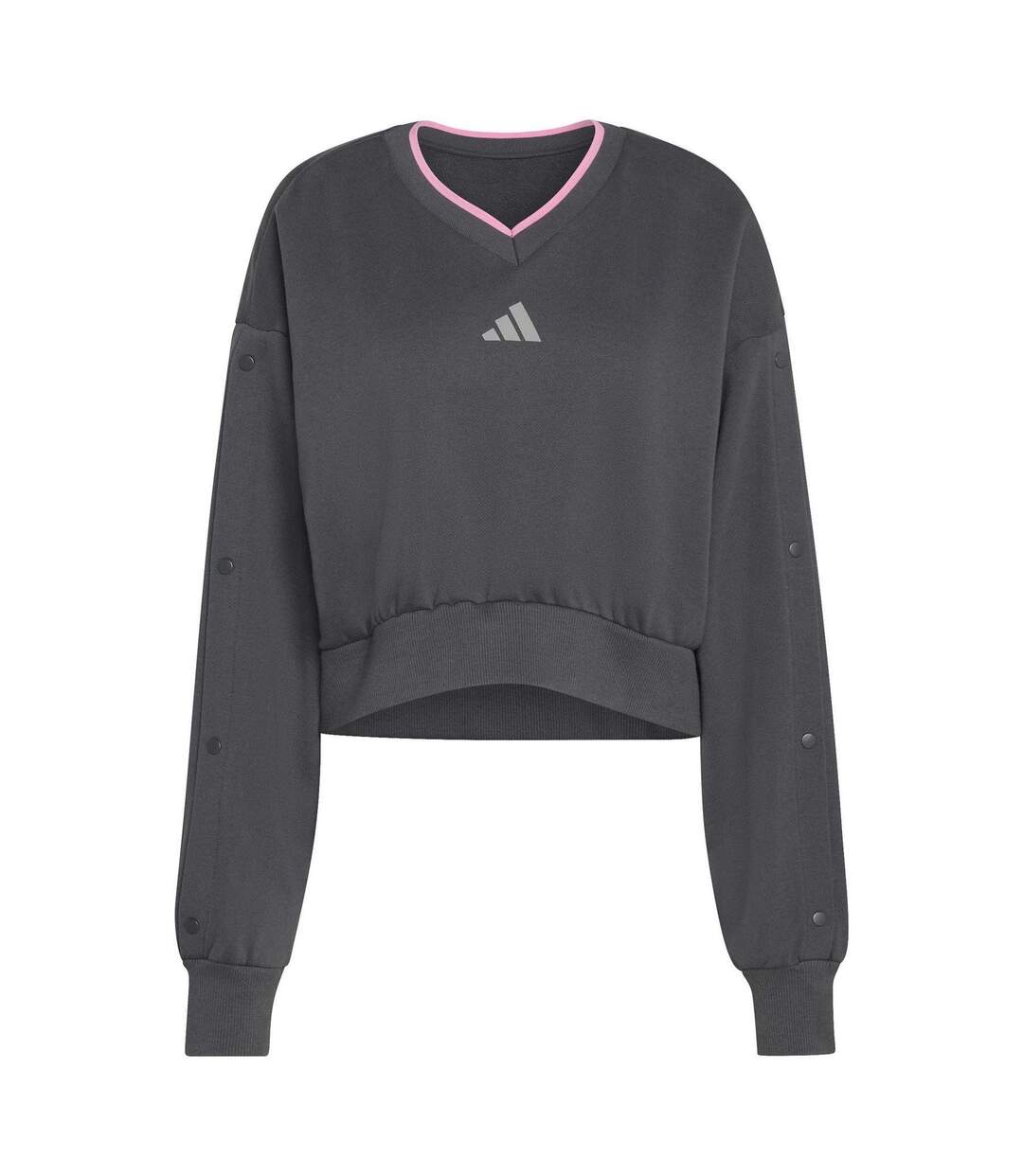 Womens/ladies Drop Shoulder Crop Sweatshirt Grey Adidas-2