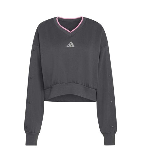 Womens/ladies Drop Shoulder Crop Sweatshirt Grey Adidas