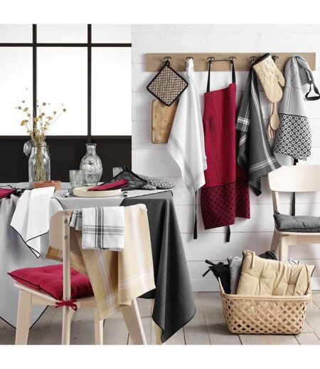 Lot de 2 Torchons Cuisiline 50x70cm Gris Chiné