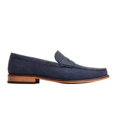 Mens garfield leather penny loafers navy Base London