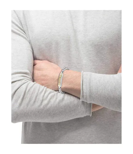 Mens Devon Black Ion Plating Bracelet One Size Light Yellow Steel Boss