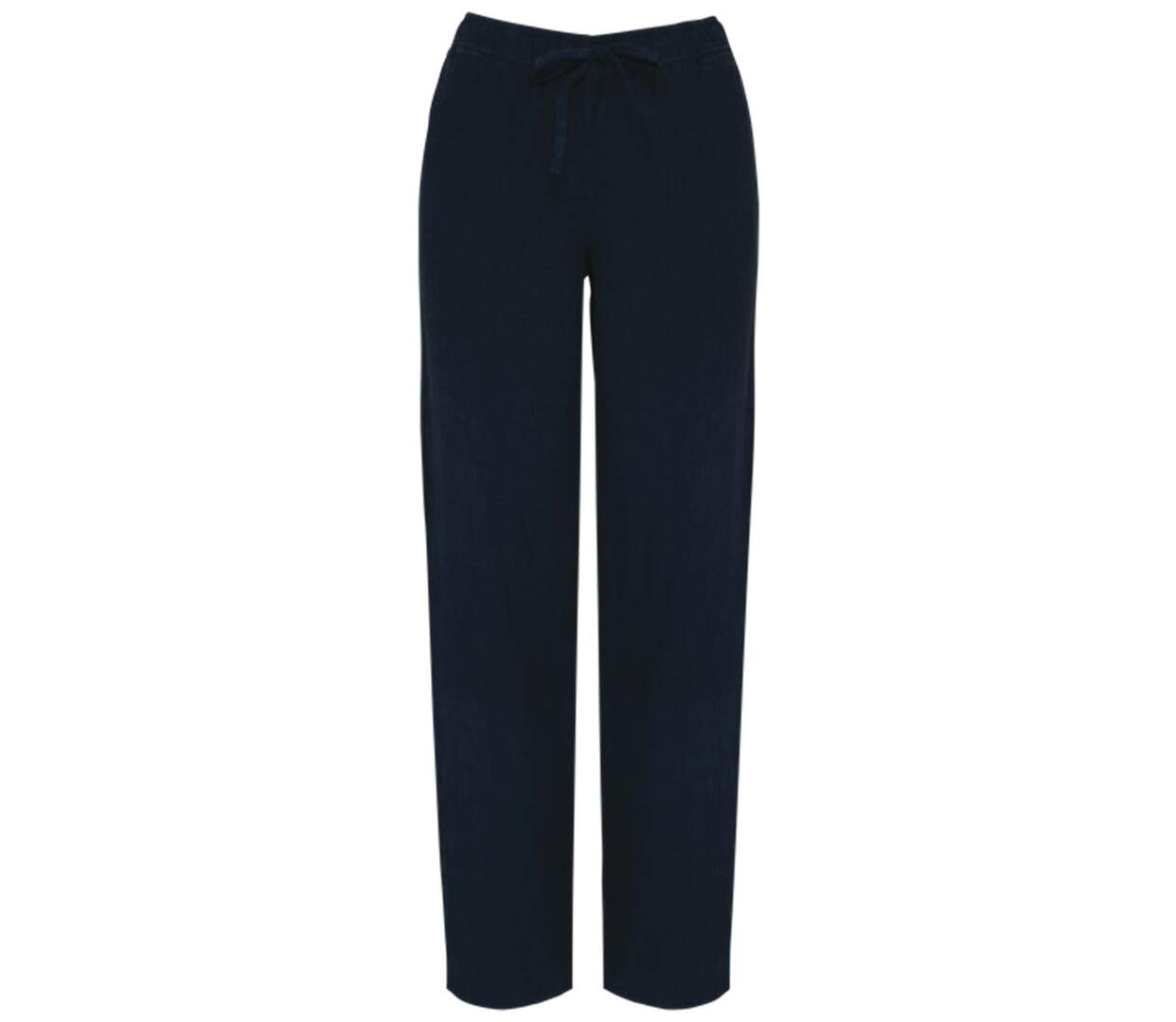 Pantalon en lin - Femme - PATS733 - bleu marine-1