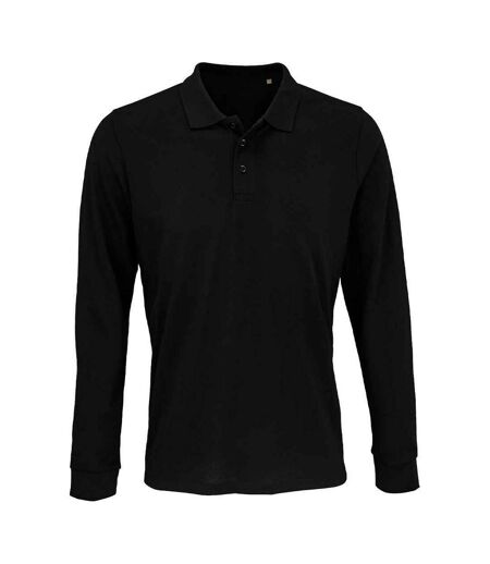 SOLS Unisex Adult Prime Pique Long-Sleeved Polo Shirt (Black)