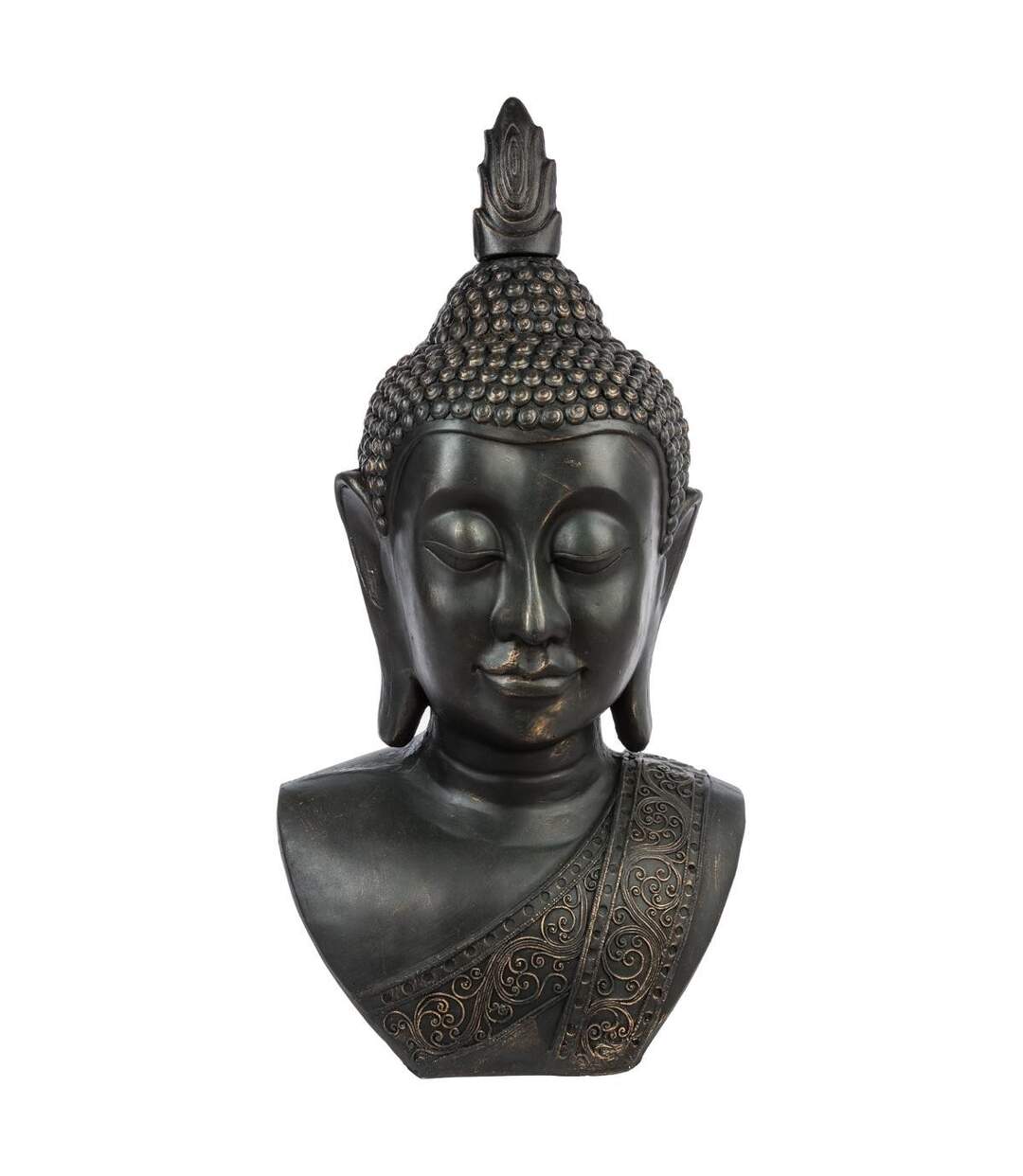 Statue Bouddha Tête Souriante 113cm Noir-1
