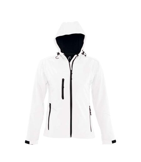 SOLS Womens/Ladies Replay Hooded Soft Shell Jacket (Breathable, Windproof And Water Resistant) (White) - UTPC411