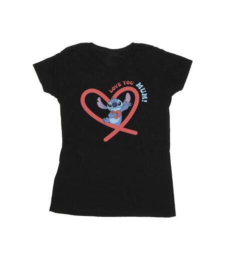 Disney T-shirt en coton Femme/Ladies Lilo & Stitch Love You Mum (Noir) - UTBI25738