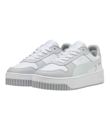 Womens/ladies Carina Street Leather Platform Trainers White Blue Grey Puma