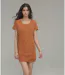 Robe  en tricot orange à  manches courtes, parfaite pour un look décontracté et chic-5