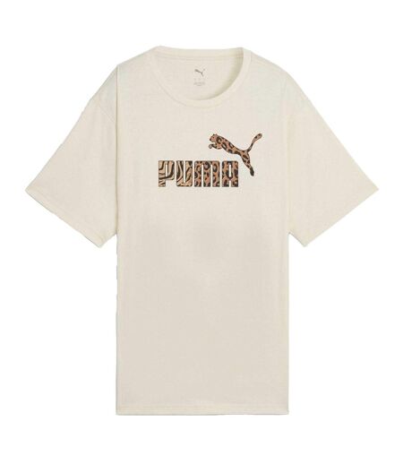 Womens/ladies Animal Print Logo T-shirt Beige Puma