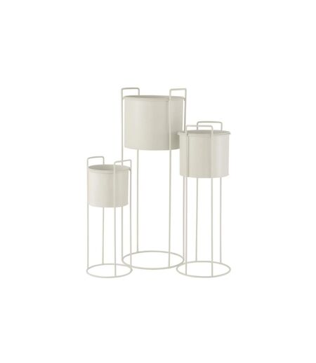 Lot de 3 Cache-Pots sur Pied Métal 80cm Blanc