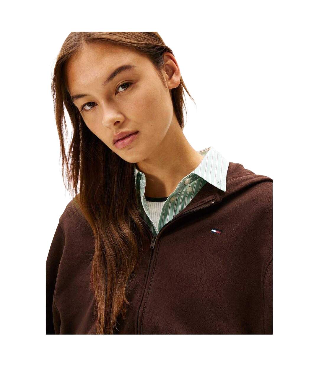Womens/ladies Crop Hoodie Brown Tommy Jeans-4